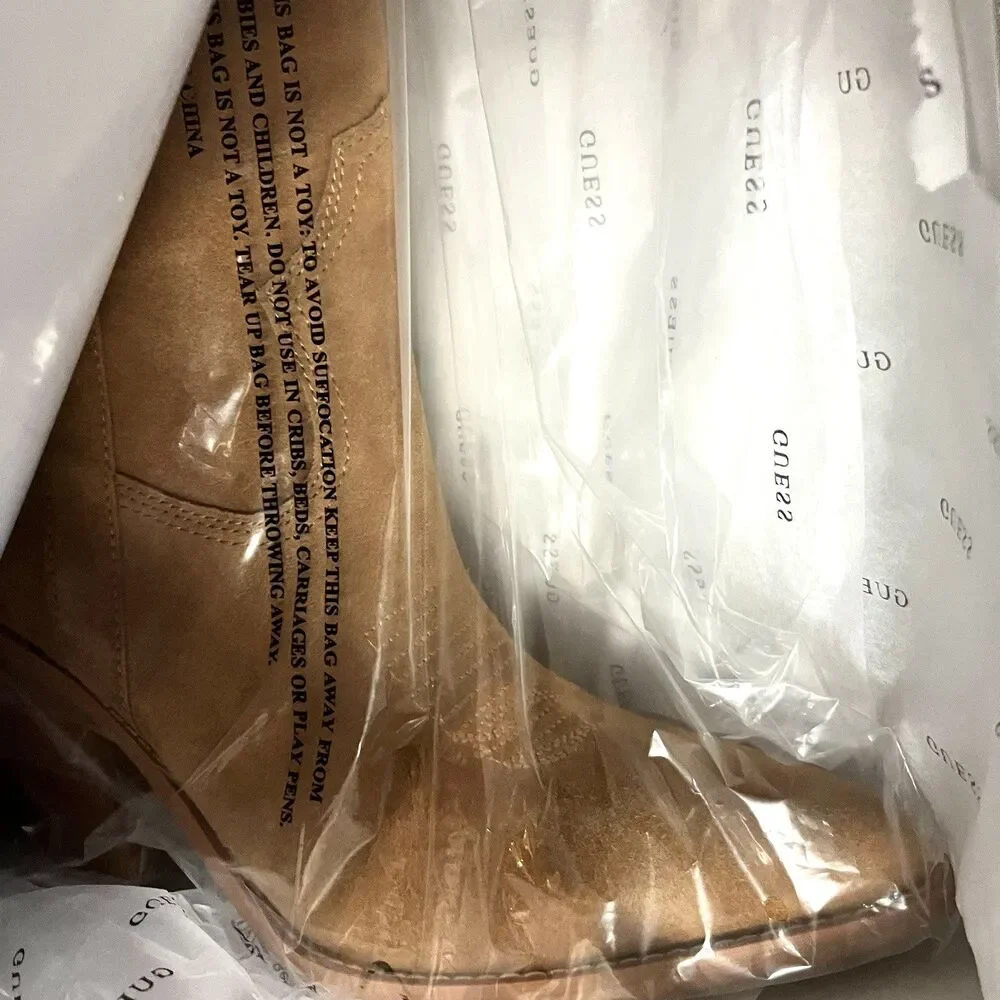 GUESS - Women's Sashan Knee High Boots, Size 10M - Medium Brown Suede 210